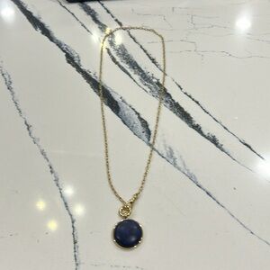 NWOB Boutique Beautiful Gold and Navy Pendant Necklace 30 inch chain